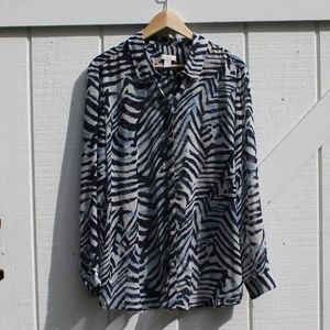 Chico's Sheer Button Down Long sleeve Blouse